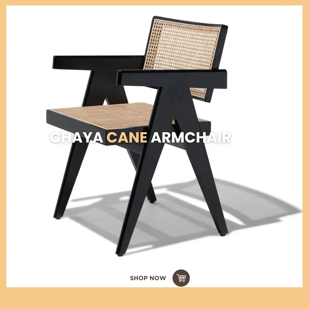 Chaya Cane Armchair Desktop Banner for Mobile Device Front View