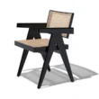 Chaya Cane Armchair in Black with woven cane seat and backrest