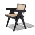Chaya Cane Armchair in Black with woven cane seat and backrest