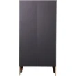 Back panel view of Cherry Forge Wardrobe with black finish and wooden legs.