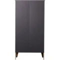 Back panel view of Cherry Forge Wardrobe with black finish and wooden legs.
