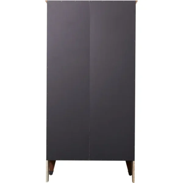 Cherry Forge Wardrobe 2 Back panel view of Cherry Forge Wardrobe with black finish and wooden legs.