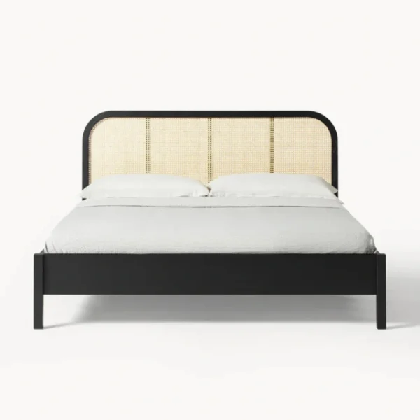 Creek Cane Bed - Black (3) front view of black cane bed