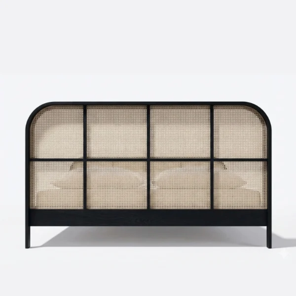 Creek Cane Bed - Black (5) cane base of bed showing black legs