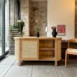 Curved Storage Cane Console (2) with background
