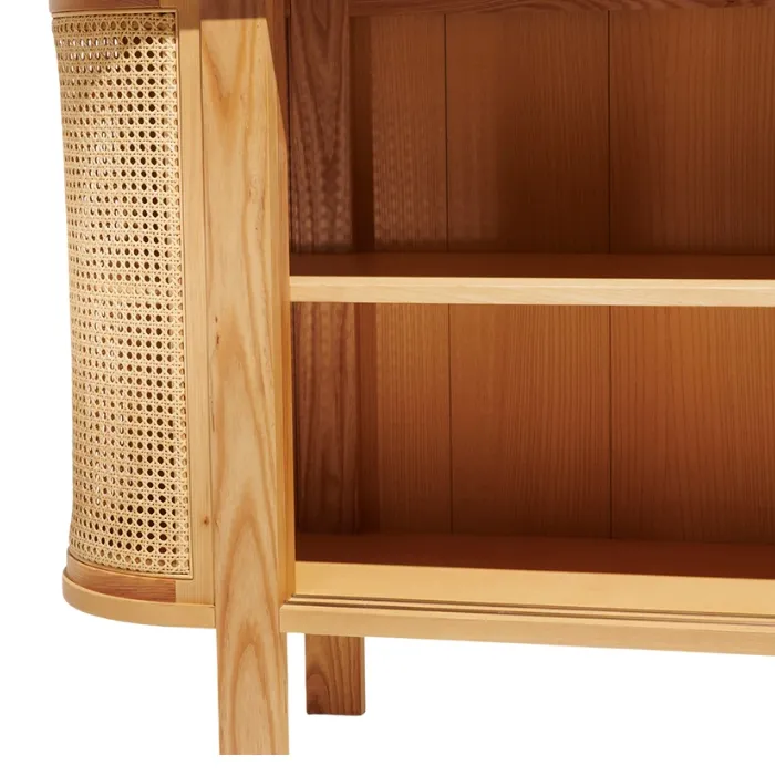 Curved Storage Cane Console Details