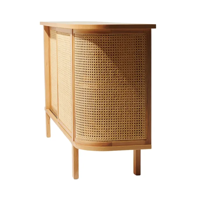 Curved Storage Cane Console Details
