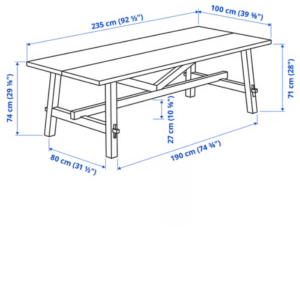 Harbor Oak Dining Set dimensions