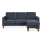 Harbor Sectional Sofa with chaise and ottoman in navy blue upholstery and wood legs