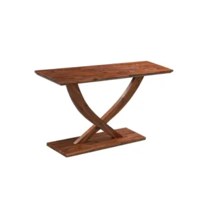 Helix Solid Wood Console Table - Brown, Modern Design with X-Shaped Base, Elegant Wood Finish