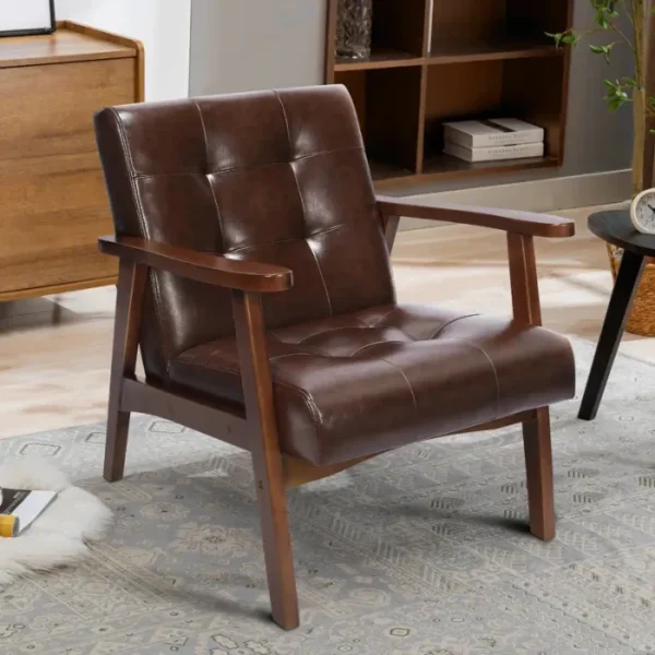 Livia Accent Leatherite Armchair Brown Livia Accent Leatherite Armchair