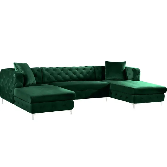 Melinda Velvet Sectional Sofa 3-Piece