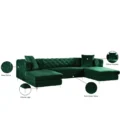 Green Melinda Velvet Sectional Sofa 3-Piece