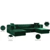 Green Melinda Velvet Sectional Sofa 3-Piece