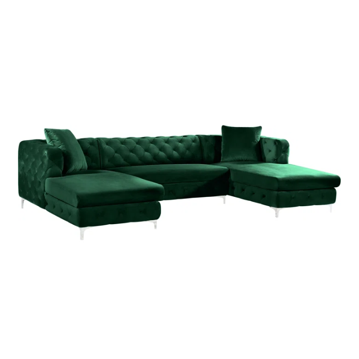 Melinda Velvet Sectional Sofa 3-Piece features