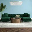 Melinda Velvet Sectional Sofa 3-Piece green color