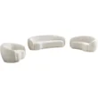 Opulence Bouclé Chesterfield Sofa set in white fabric, featuring a modern and plush design with curved seating