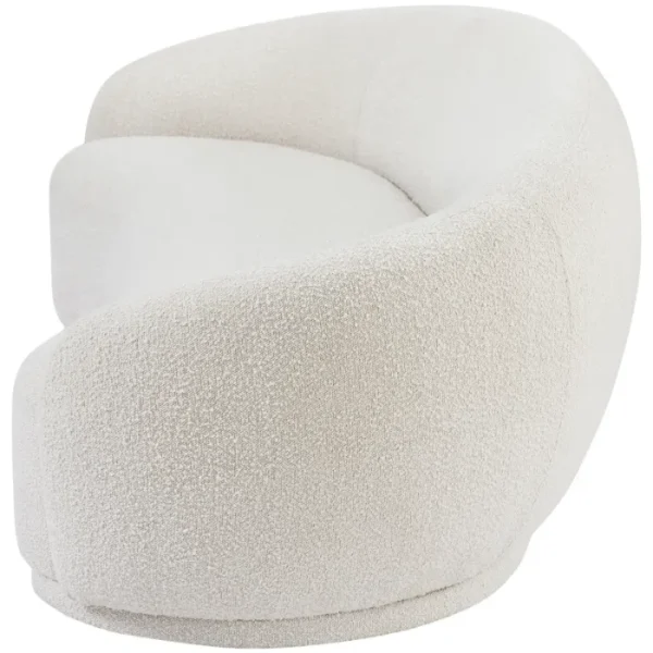 Opulence Bouclé Chesterfield Sofa white 2 Close-up of the Opulence Bouclé Chesterfield Sofa in white fabric, showcasing the soft, plush, and curved design
