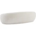 Side view of the Opulence Bouclé Chesterfield Sofa, emphasizing the sleek, rounded design with soft white bouclé fabric