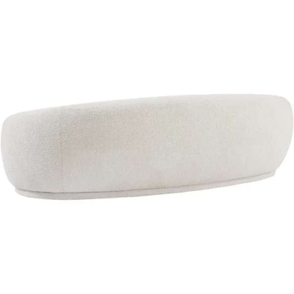 Opulence Bouclé Chesterfield Sofa white 3 Side view of the Opulence Bouclé Chesterfield Sofa, emphasizing the sleek, rounded design with soft white bouclé fabric