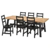 Orlivia Dining Set – Elegant 6-Seater Wooden Dining Table with Black Chairs