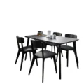 Roco Lisette Dining Set with matte black table and six matching chairs.
