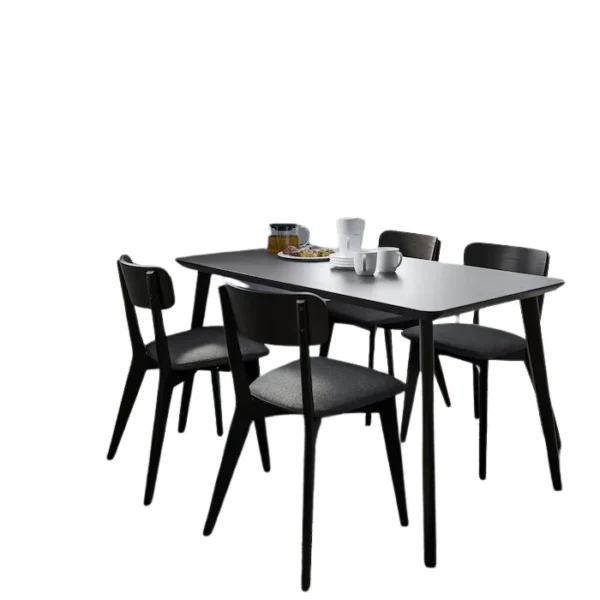 Roco Lisette Dining Set 1 Roco Lisette Dining Set with matte black table and six matching chairs.