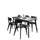Roco Lisette Dining Set with matte black table and six matching chairs.
