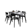 Roco Lisette Dining Set with matte black table and six matching chairs.