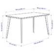 Roco Lisette dining table with labeled dimensions in centimeters and inches.