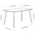 Roco Lisette dining table with labeled dimensions in centimeters and inches.