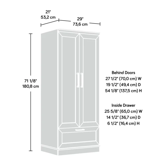 Tranquil Oak Wardrobe Closet Dimensions