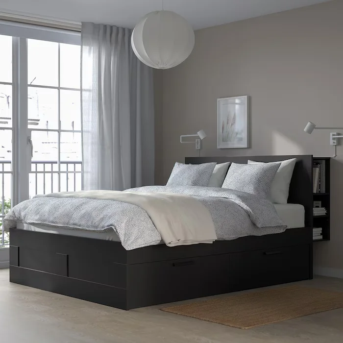 Brighton Storage Bed – Black, modern storage bed with built-in drawers for space-saving bedroom organization