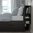 Brighton Storage Bed – Black, space-saving bed with built-in drawers and a headboard shelf for extra storage
