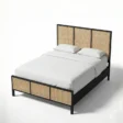 upper angled view of black cane bed