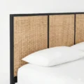 close view of cane headboard