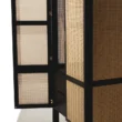 Cicada Cane Wardrobe with open door showcasing woven cane panels and black wood frame