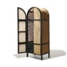 Cicada Cane Wardrobe with black wood frame, natural cane panels, and arched doors