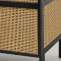Close-up of Cicada Cane Wardrobe showcasing natural woven cane panels and black wood frame