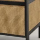 Close-up of Cicada Cane Wardrobe showcasing natural woven cane panels and black wood frame