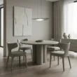 Fascia Round Dining Table – Contemporary round wooden dining table with a sturdy base, perfect for dining rooms
