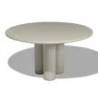 Fascia Round Dining Table – Contemporary round wooden dining table with a sturdy base, perfect for dining rooms