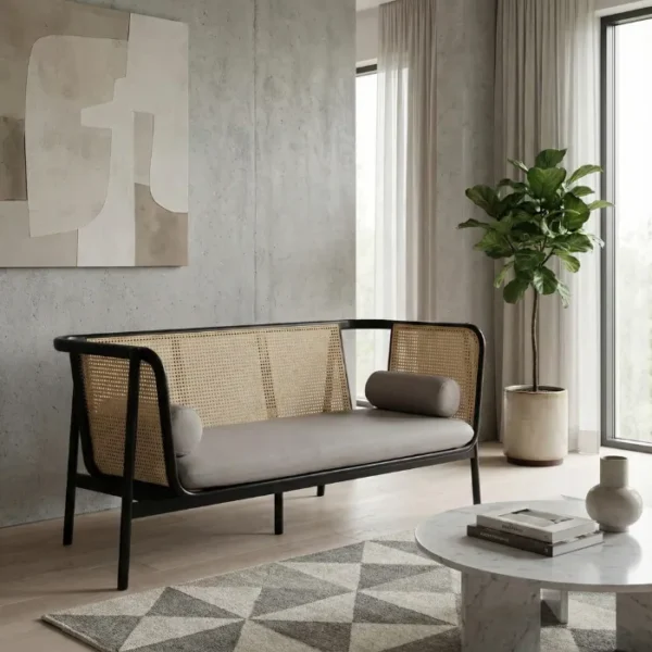 Harvey Cane Sofa with background