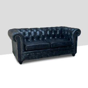 featuring Noir Black Chesterfield Leather Sofa