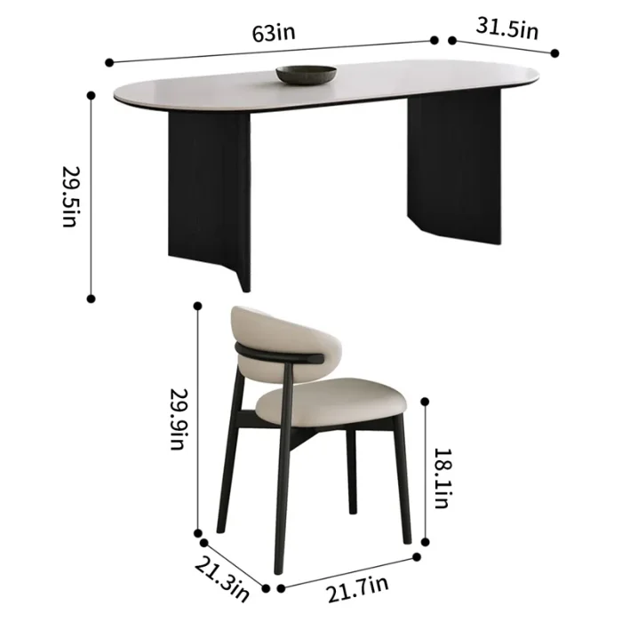 Modern 6-seater Orbis Dining Set with curved table and cushioned chairs