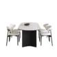 Modern Orbis Dining Table Set with Six Cream Upholstered Chairs