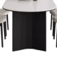Base detail of Orbis Dining Table with curved black support and rounded top