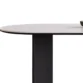 Side view of Orbis Dining Table with rounded top and black central support