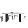 Modern Orbis Dining Set with oval table and six padded chairs