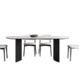 Modern Orbis Dining Set with oval table and six padded chairs